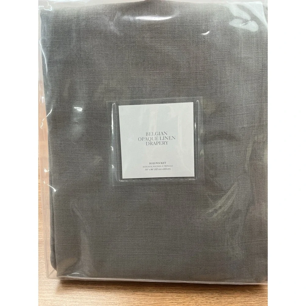 Restoration Hardware Belgian Textured Linen Curtian Panel Fog Grey 50